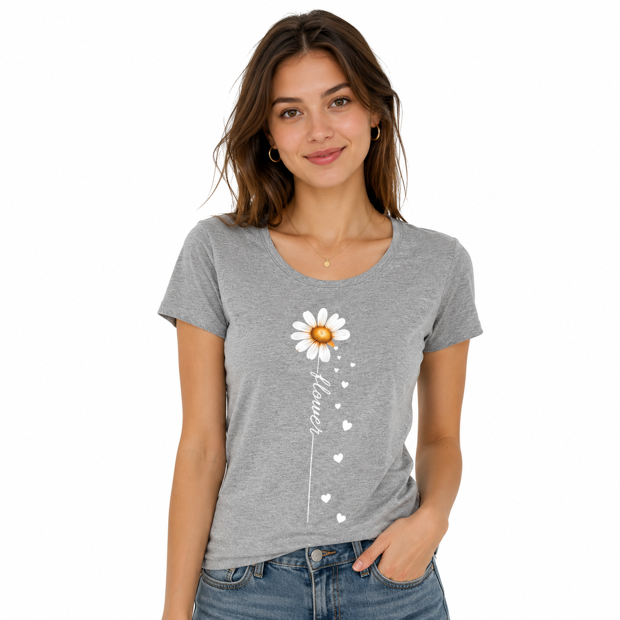 T-shirt Flower : détail du motif fleur