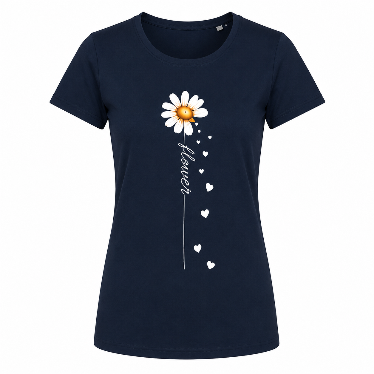 T-shirt gris chiné Flower : motif fleur colorée