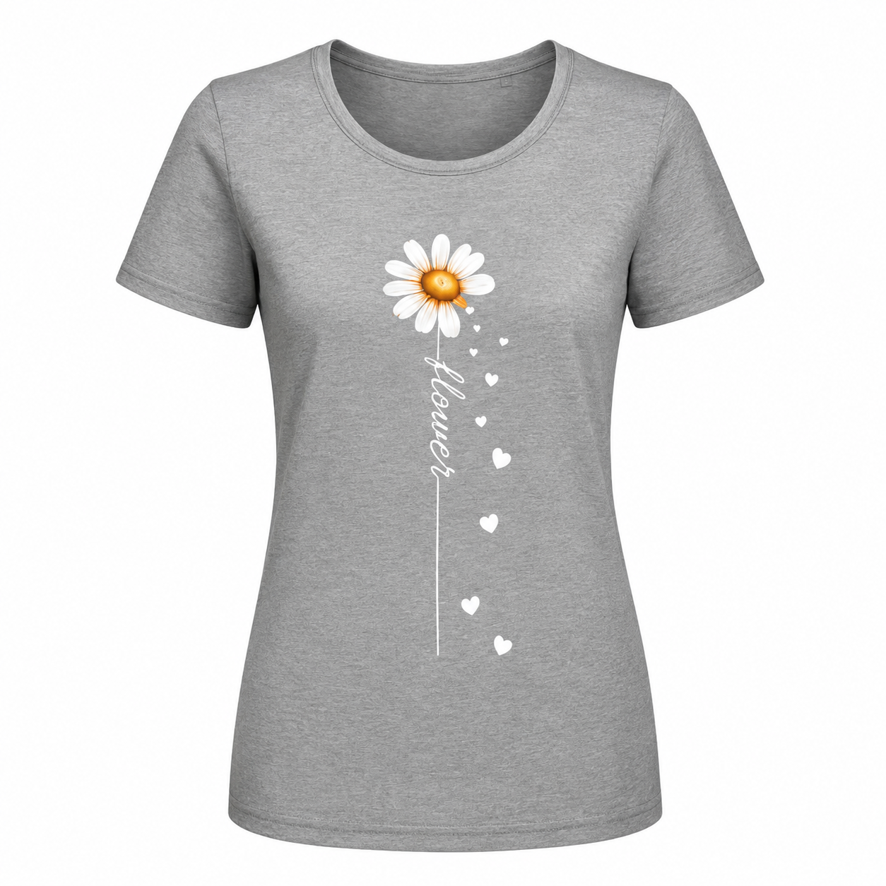 T-shirt noir Flower : détail du motif fleur