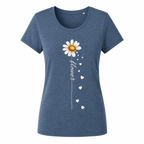 T-shirt gris chiné Flower : détail du motif fleur