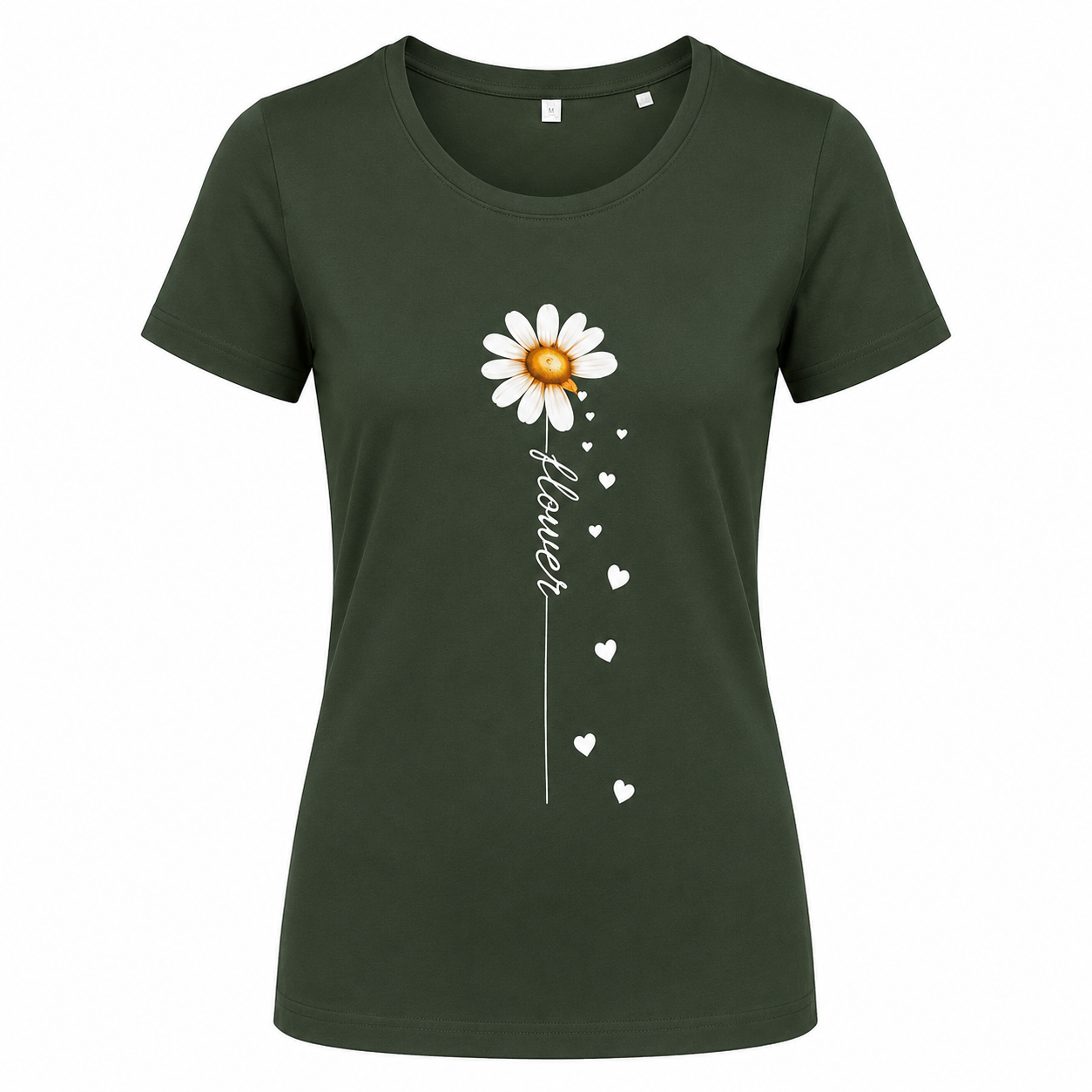 T-shirt marine Flower : détail du motif fleur