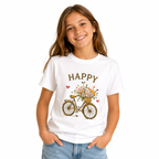 T-shirt Happy Vélo Fleuri, t-shirt femme imprimé en France