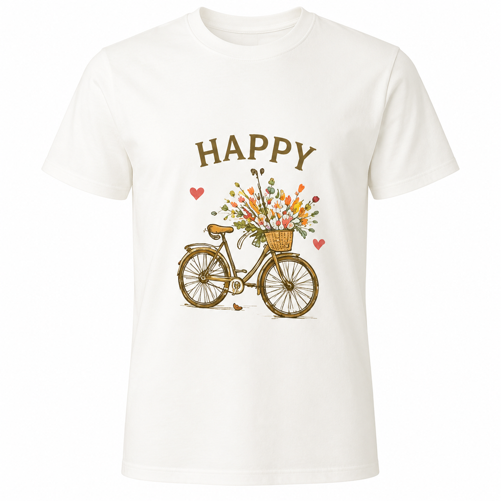 T-shirt Happy Vélo Fleuri, t-shirt femme imprimé en France — autre vue