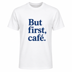 T-shirt homme But First Café : détail du motif café humoristique