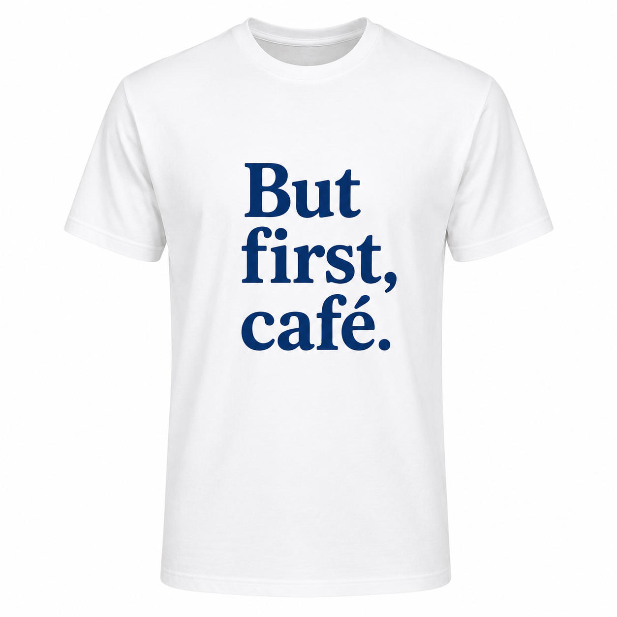 T-shirt homme But First Café : détail du motif café humoristique