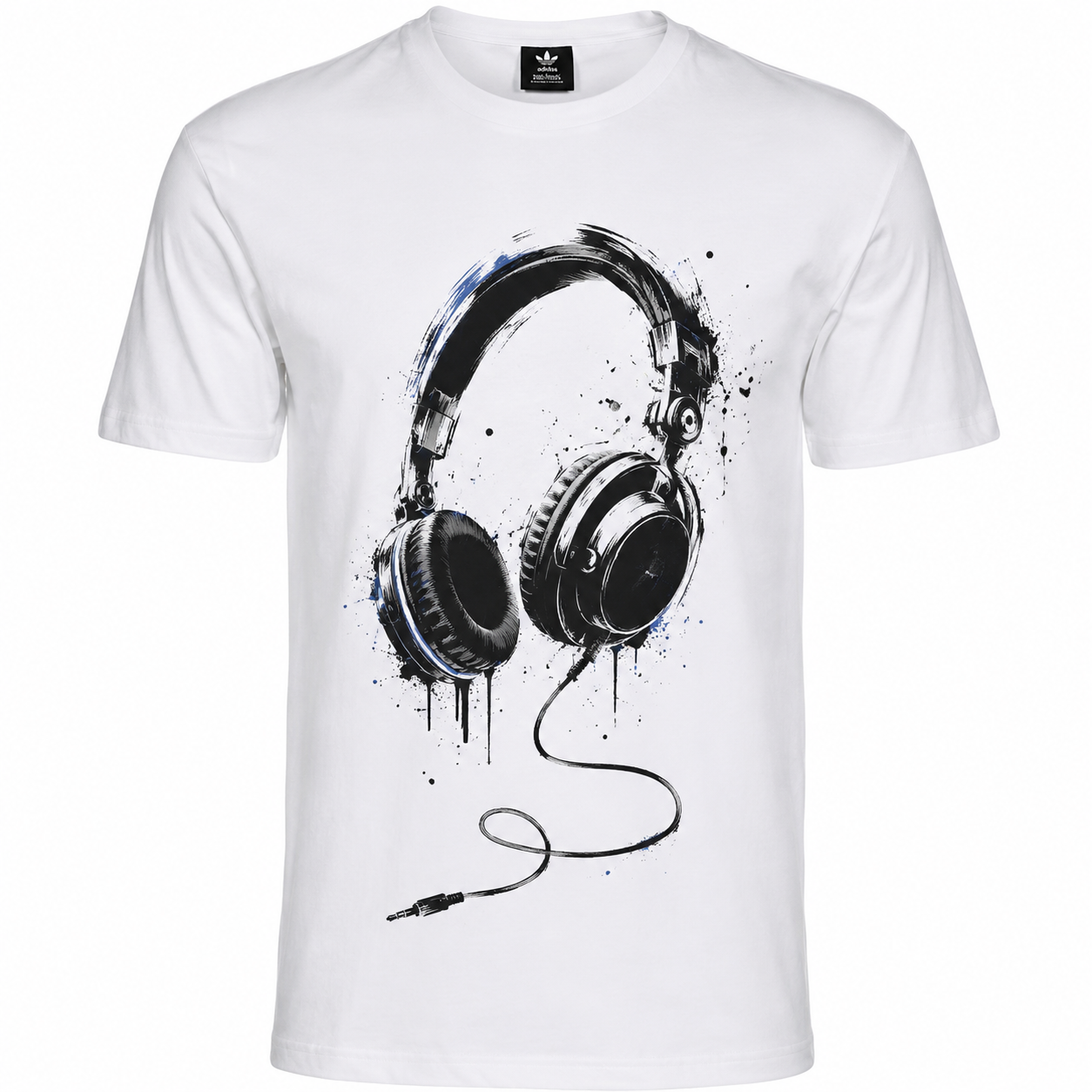 T-shirt homme Casque Encre Graffiti : détail du casque et éclaboussures d'encre graffiti