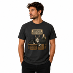 T-shirt homme anthracite Employee Since Forever, chat tigré sur sa caisse enregistreuse vintage