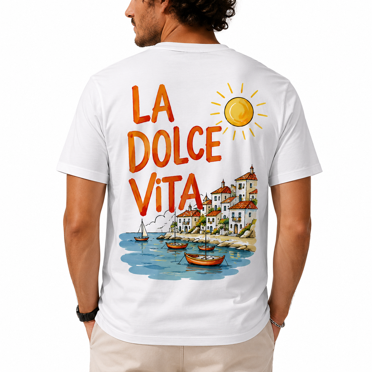 T-shirt Homme La Dolce Vita Village, t-shirt homme imprimé en France