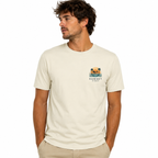 T-shirt homme Surf au coucher de soleil, coloris bleu ciel, imprimé dos
