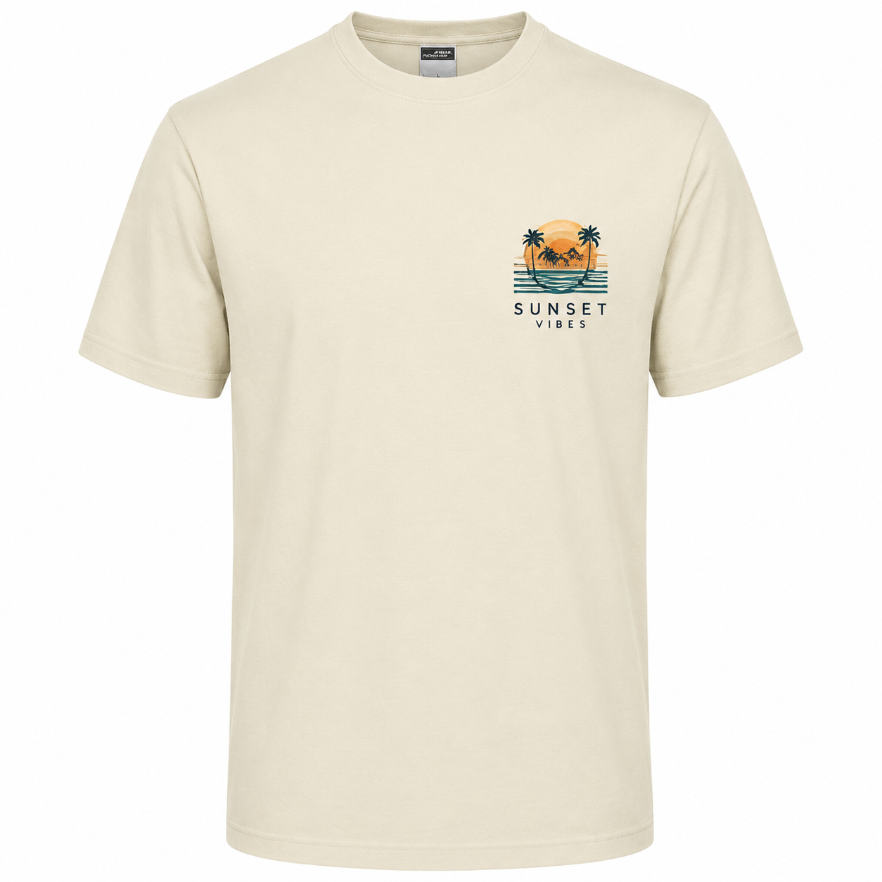 T-shirt homme Surf au coucher de soleil, détail du surfeur et du soleil couchant