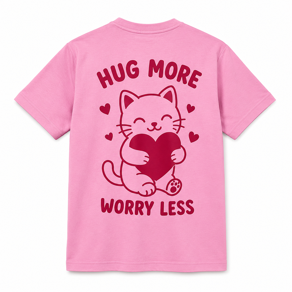 T-shirt Hug More Worry Less, t-shirt femme imprimé en France — vue complémentaire 3