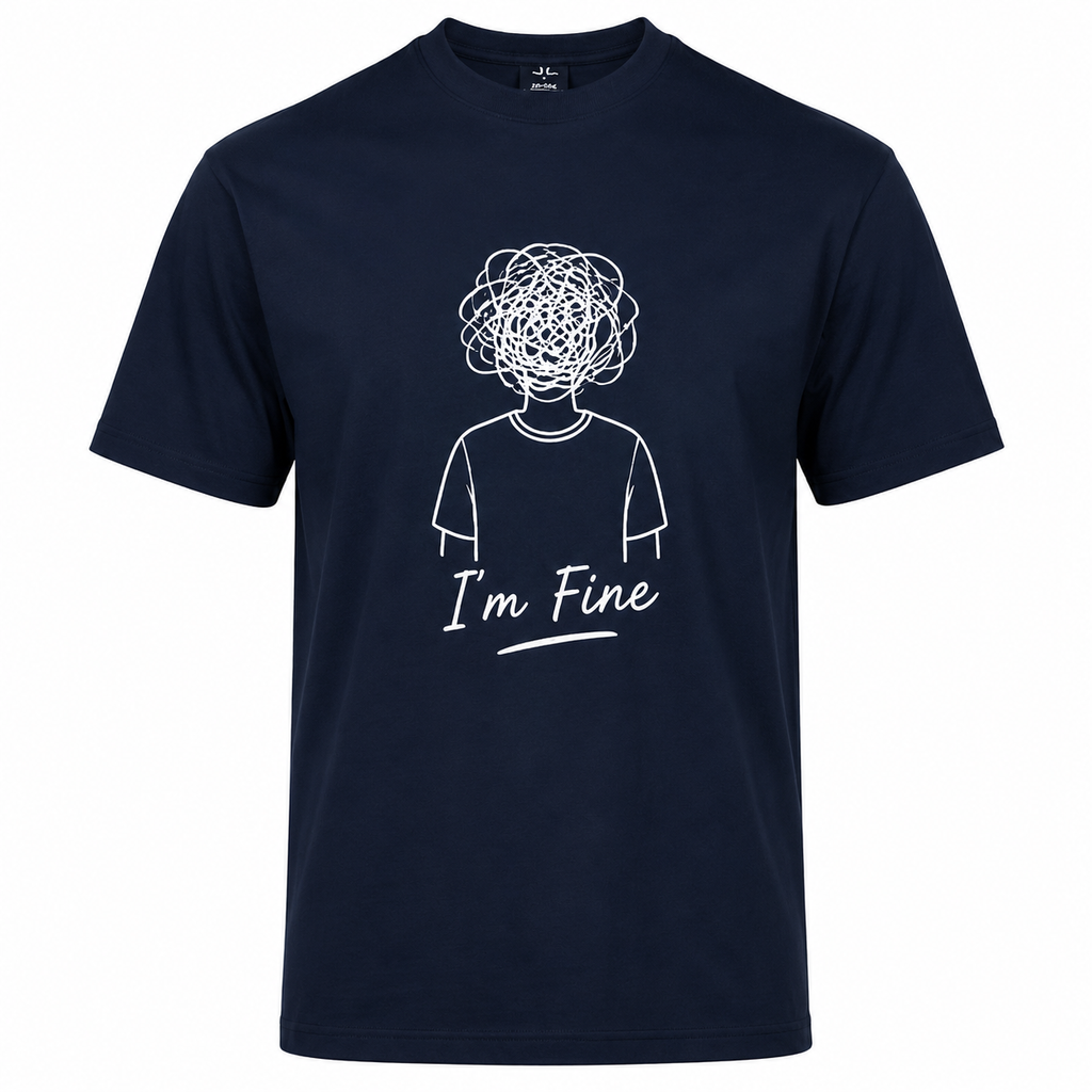 T-shirt beige I'm Fine : slogan humoristique