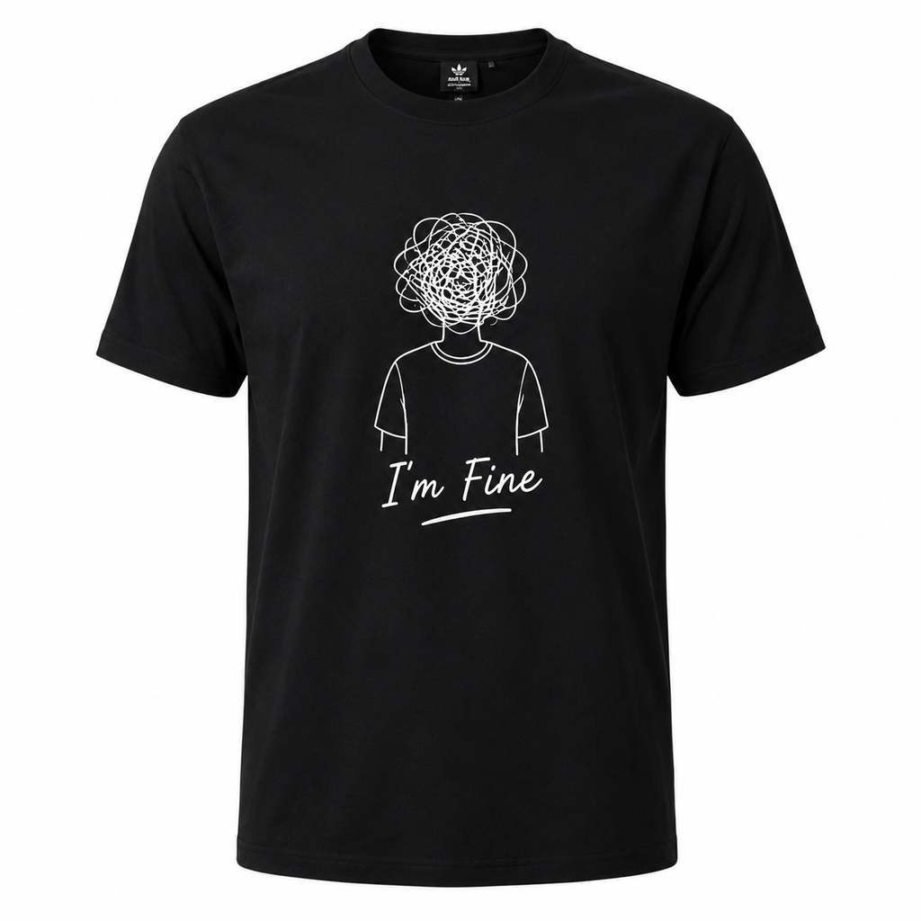 T-shirt vert I'm Fine : slogan humoristique