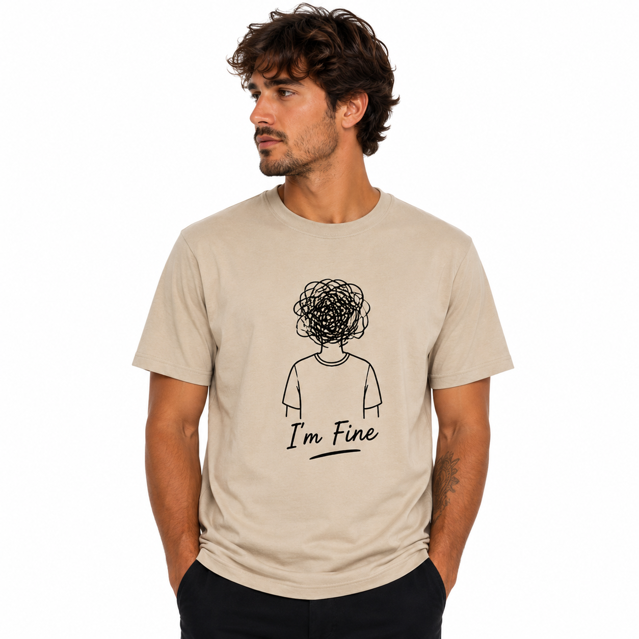 T-shirt I'm Fine : vue alternative du slogan