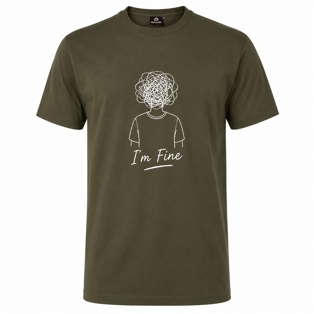 T-shirt I'm Fine : détail du lettrage I'm Fine