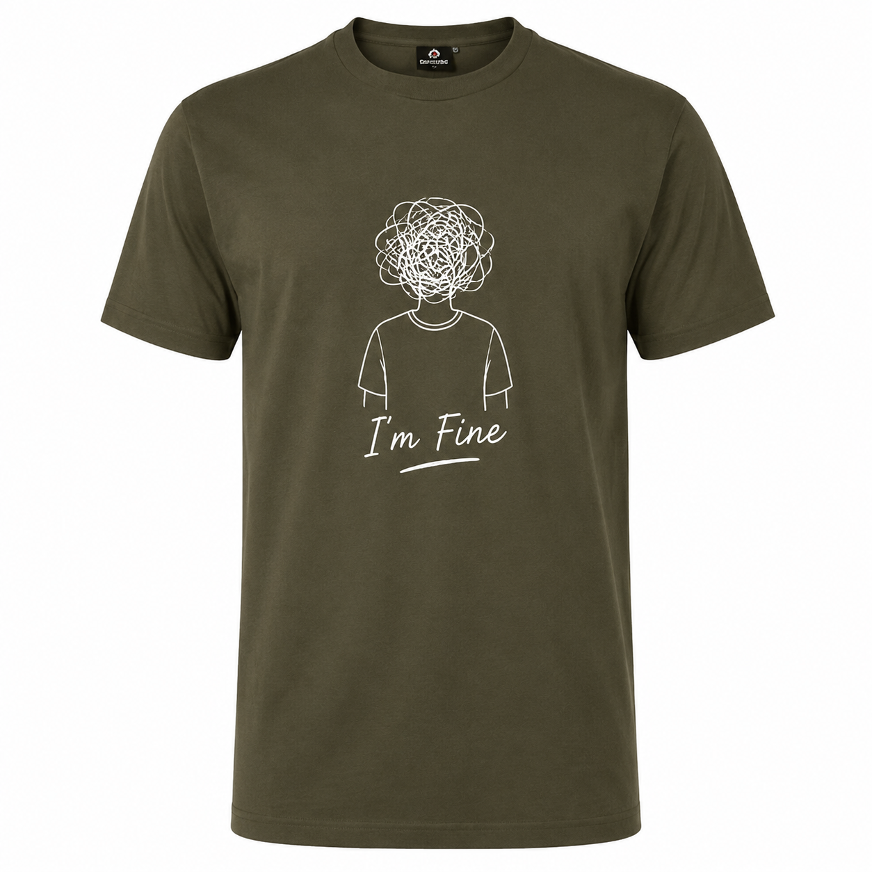 T-shirt I'm Fine : détail du lettrage I'm Fine