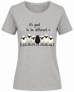 T-shirt gris chiné It's Good to be Different : détail du slogan