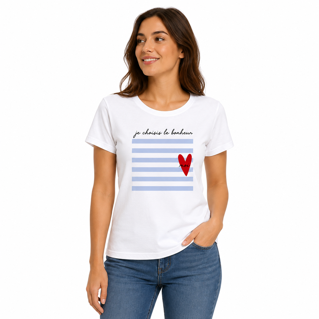 T-shirt femme Je choisis le bonheur, imprimé positif