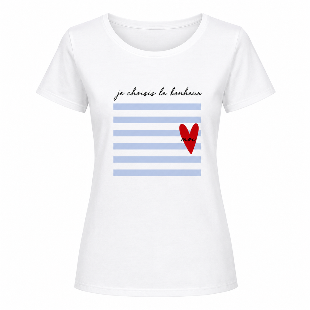 T-shirt femme Je choisis le bonheur, vue de détail