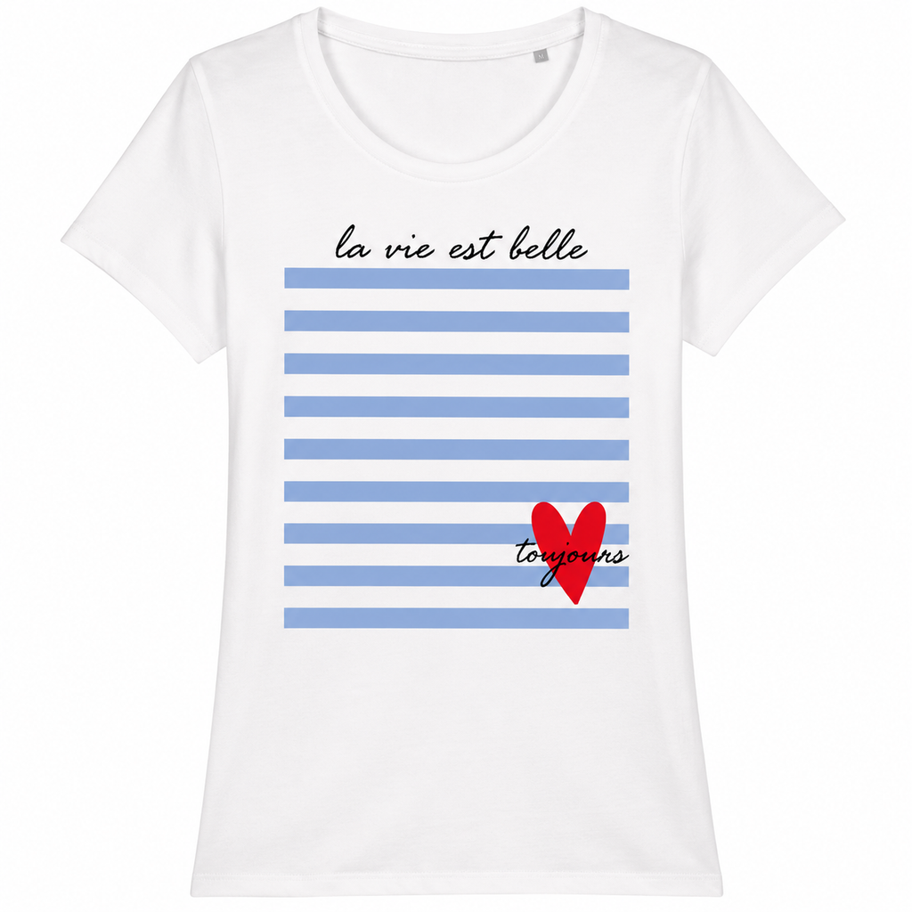 T-shirt femme La vie est belle toujours, vue de détail