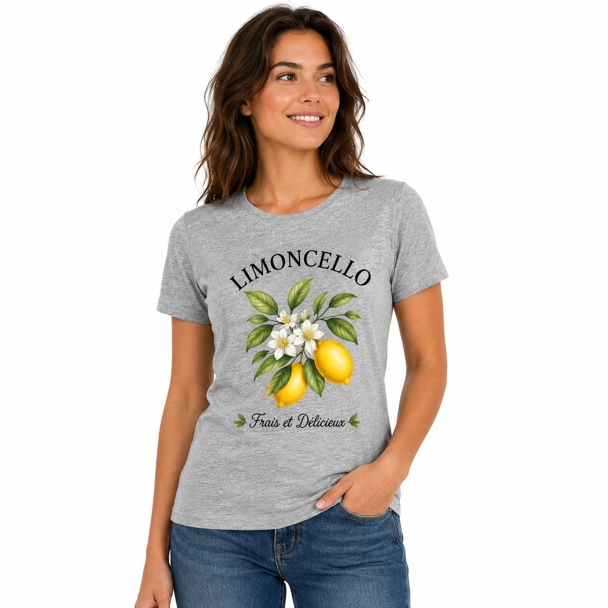 T-shirt femme Limoncello : coloris noir avec motif citrons