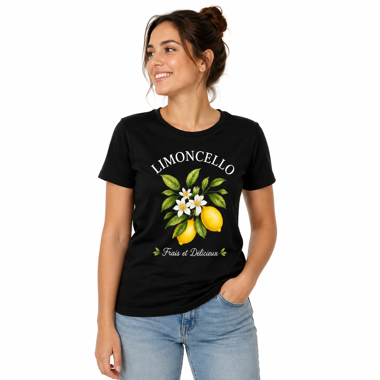 T-shirt femme Limoncello : coloris gris chiné avec motif citrons