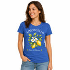 T-shirt femme Limoncello : détail des citrons et du lettrage Frais et Délicieux