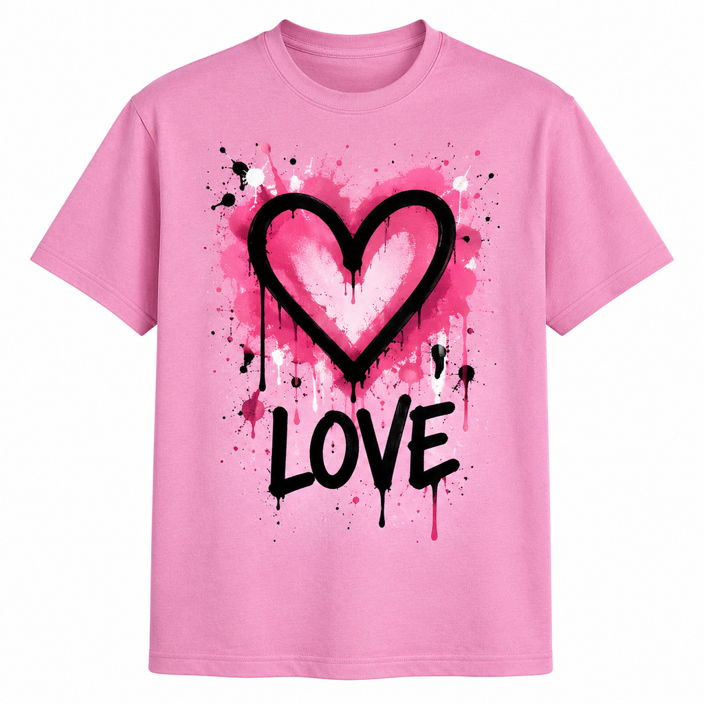 T-shirt Love Graffiti Rose, t-shirt femme imprimé en France — autre vue