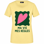 T-shirt femme Ma Vie Mes Règles, coton jaune imprimé en France — autre vue