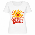 T-shirt femme Maman Soleil : détail du motif Maman Soleil