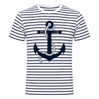 T-shirt unisexe Marinière Ancre : détail de l'ancre et des rayures marines