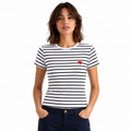 T-shirt Marinière Cœur : rayures marinière et cœur rouge