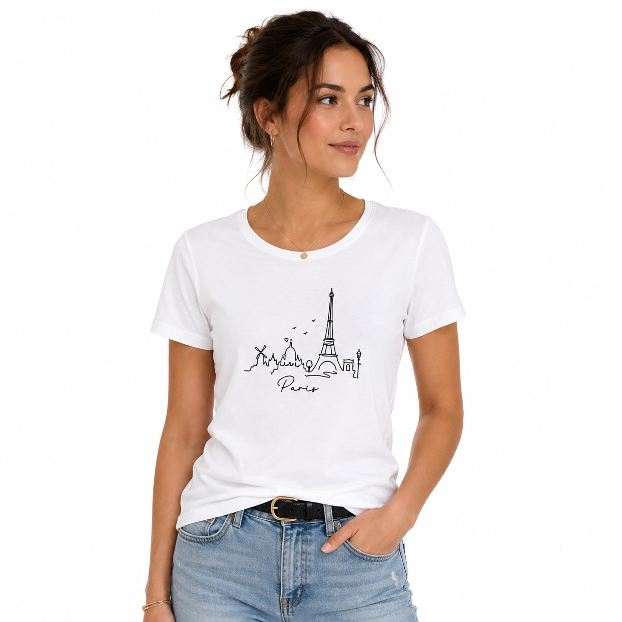 T-shirt Paris : lettrage Paris et Tour Eiffel