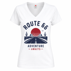 T-shirt Route 66 Adventure Awaits : détail du motif Route 66