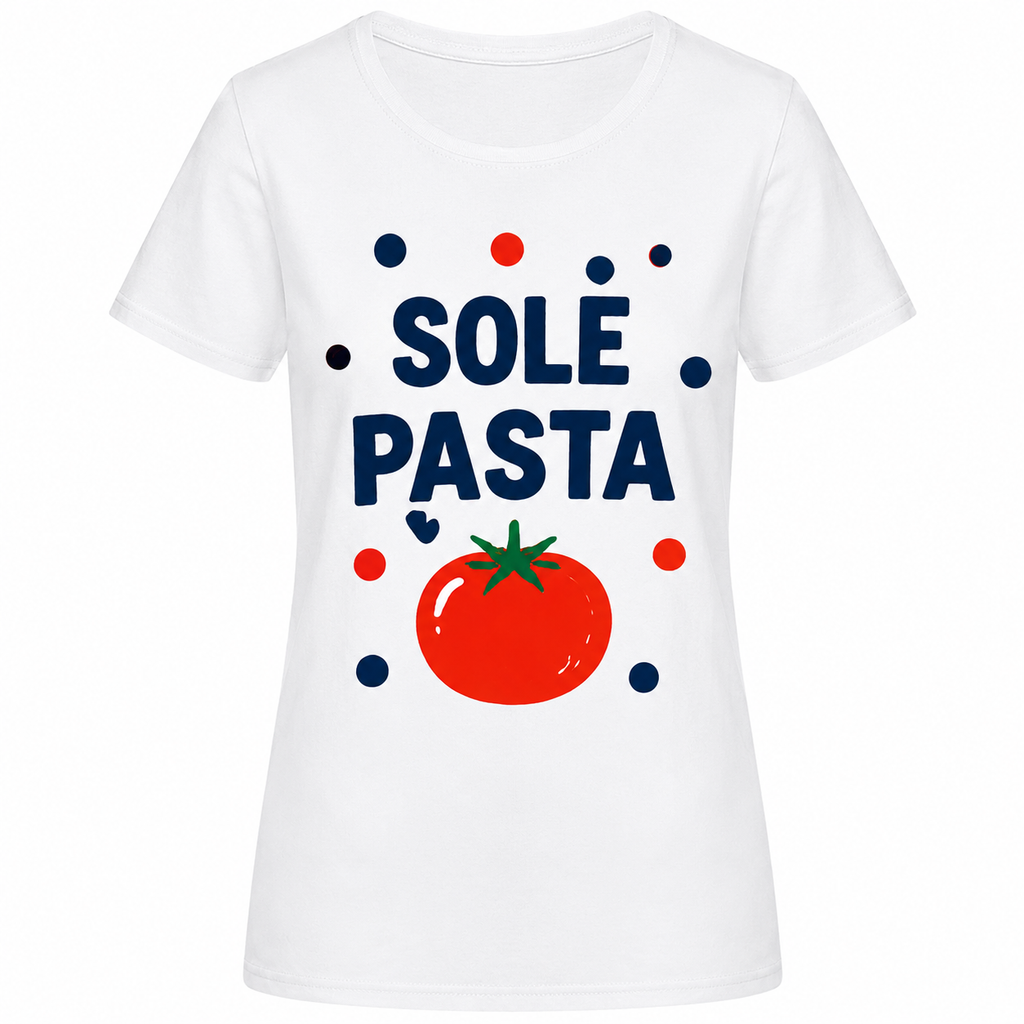 T-shirt femme Sole Pasta, coton blanc imprimé en France — autre vue