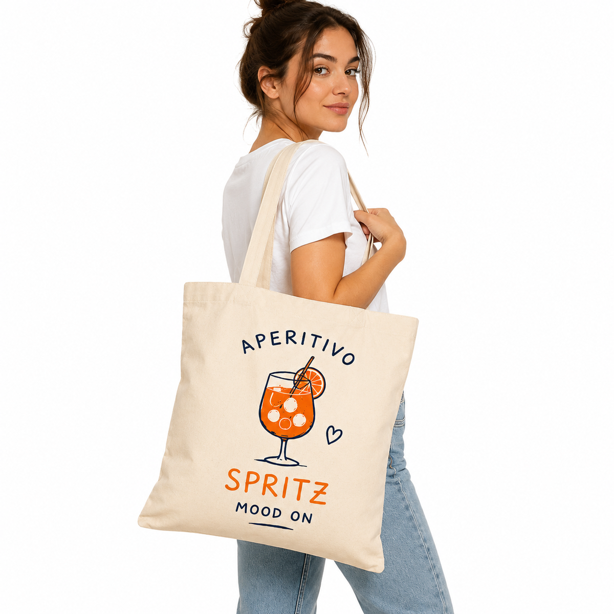Tote Bag Aperitivo Spritz Mood On, tote bag en coton imprimé en France — vue complémentaire 3