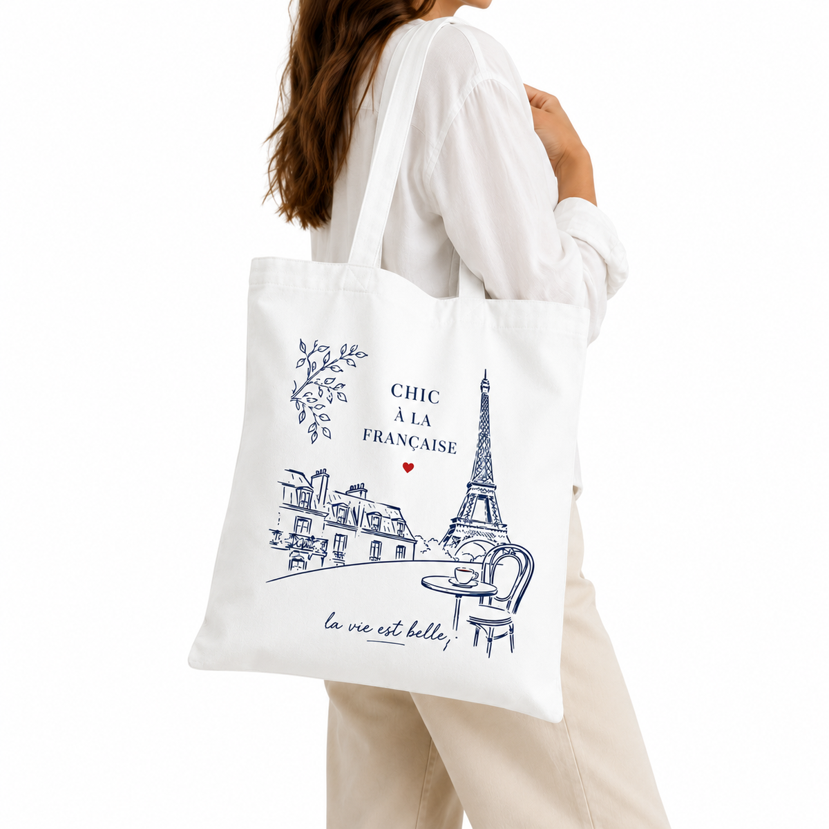 Tote Bag Chic à la Française, tote bag en coton imprimé en France — autre vue