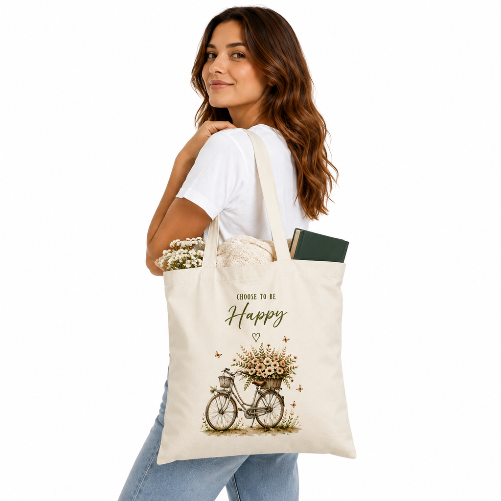 Tote bag Choose to be Happy : slogan Choose to be Happy