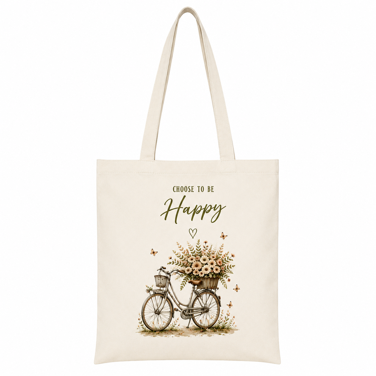 Tote bag Choose to be Happy : détail du slogan positif