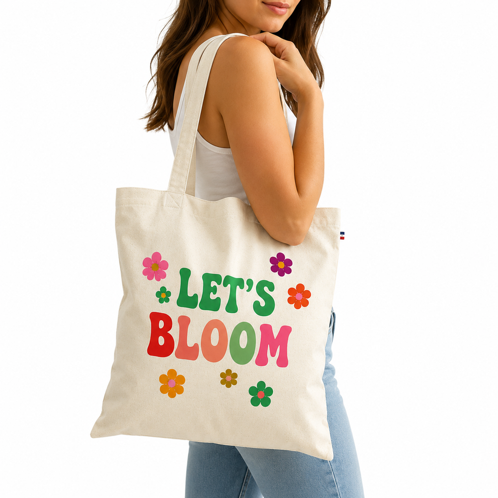 Tote Bag Let's Bloom, tote bag en coton imprimé en France