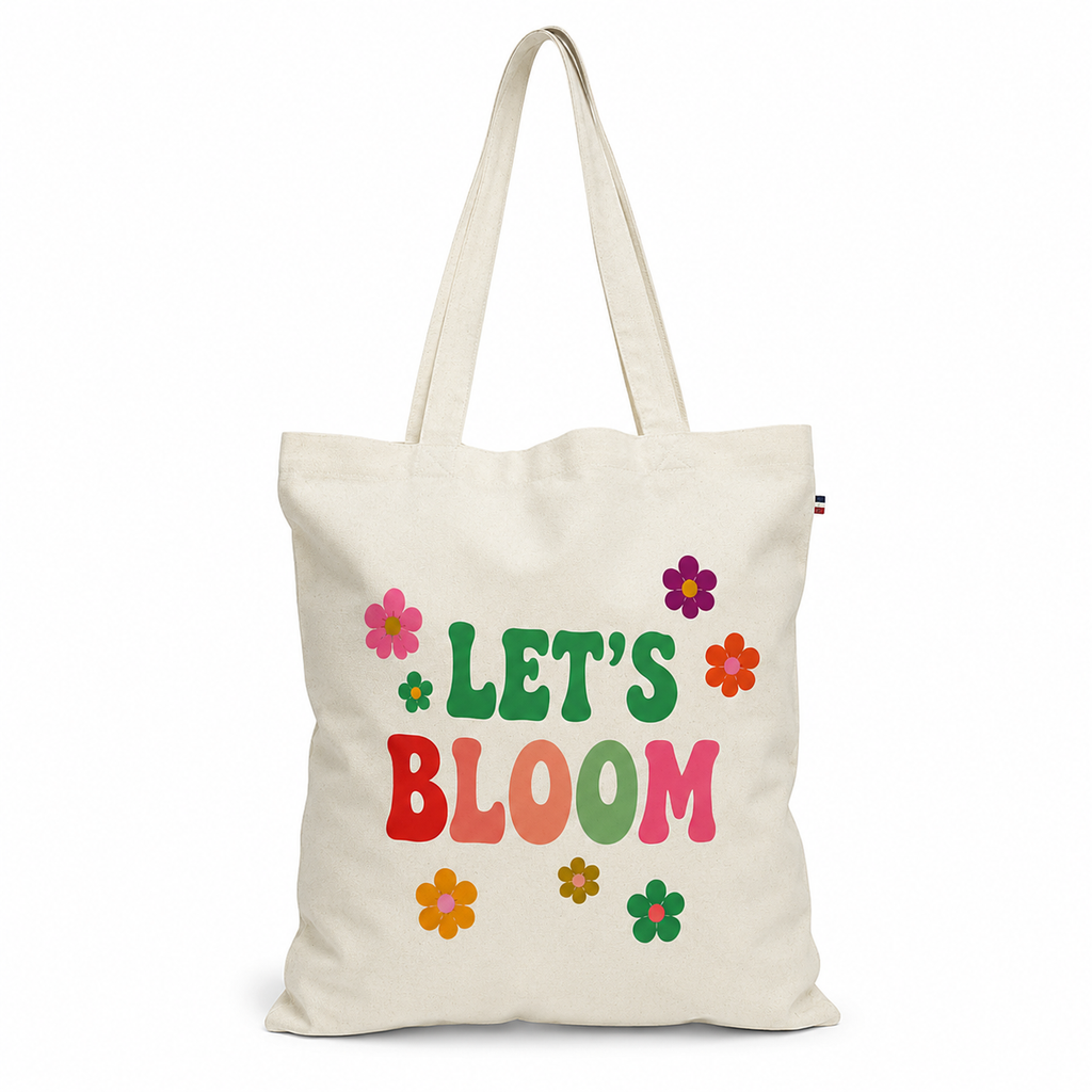 Tote Bag Let's Bloom, tote bag en coton imprimé en France — autre vue