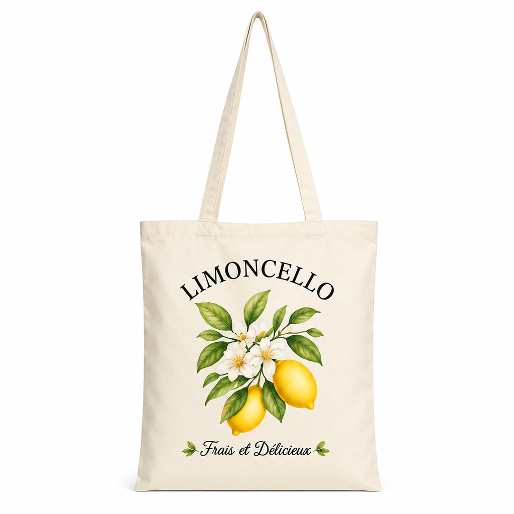 Tote bag Limoncello : détail du motif citrons