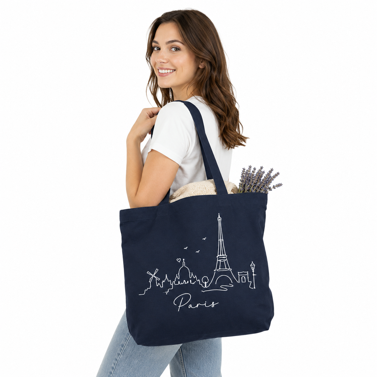 Tote Bag Paris, tote bag en coton imprimé en France — autre vue