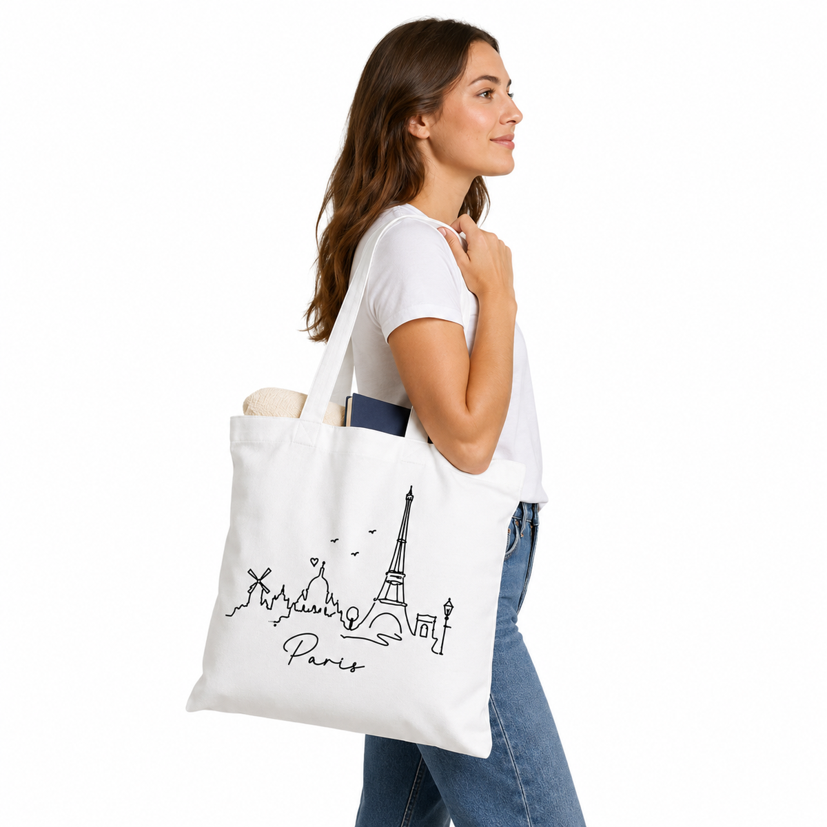 Tote Bag Paris, tote bag en coton imprimé en France — vue complémentaire 3