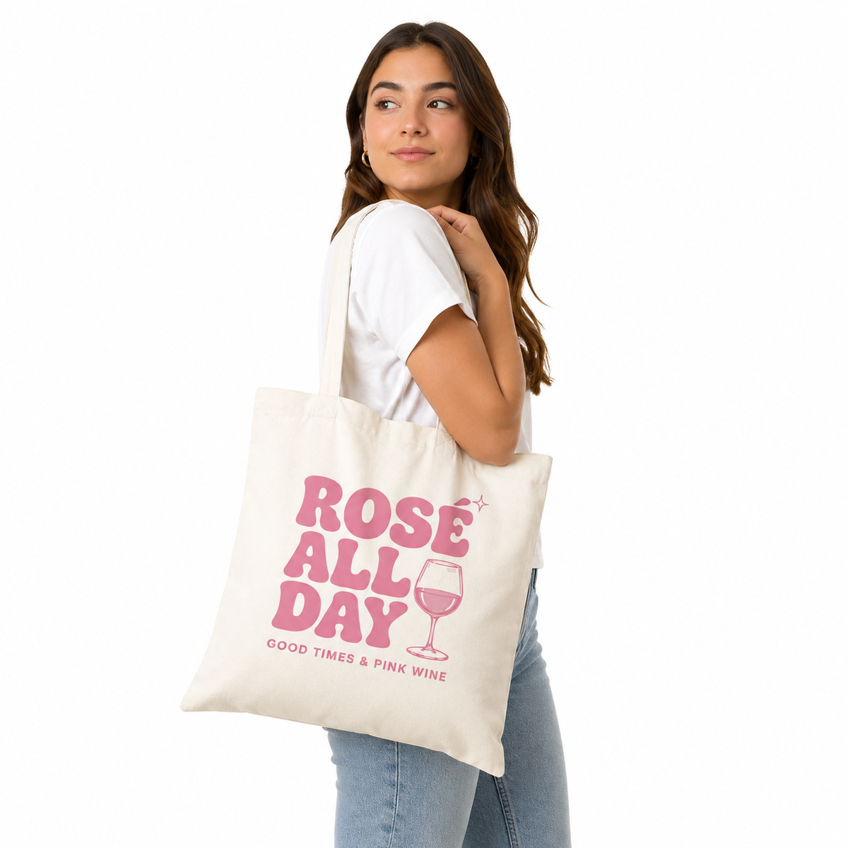 Tote Bag Rosé All Day, tote bag en coton imprimé en France — vue complémentaire 3