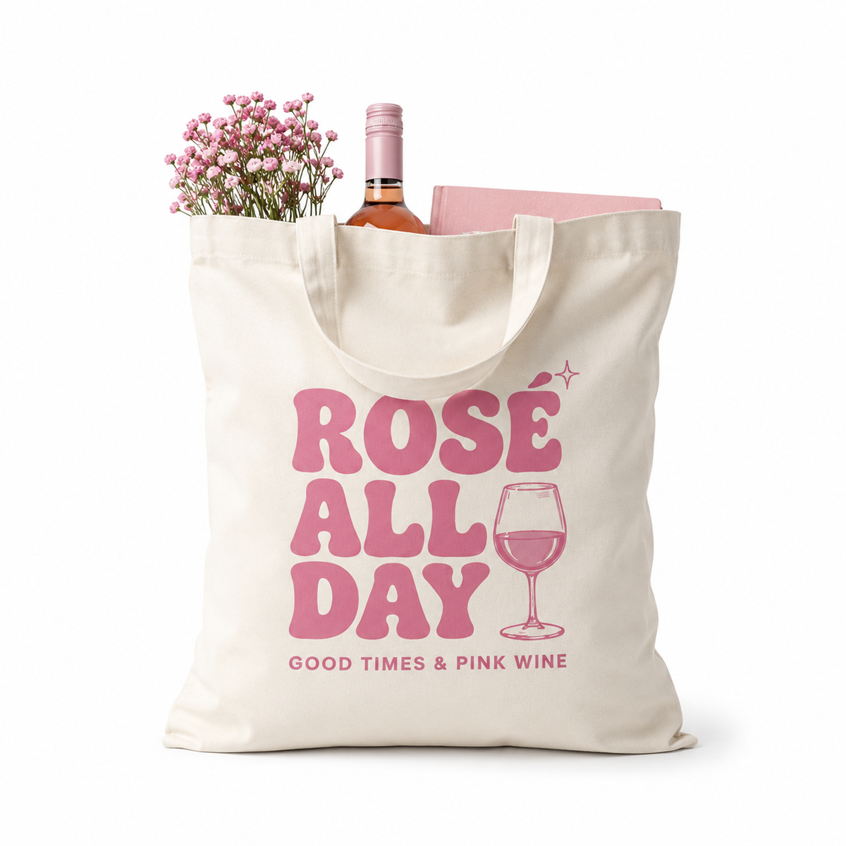 Tote Bag Rosé All Day, tote bag en coton imprimé en France — vue complémentaire 4