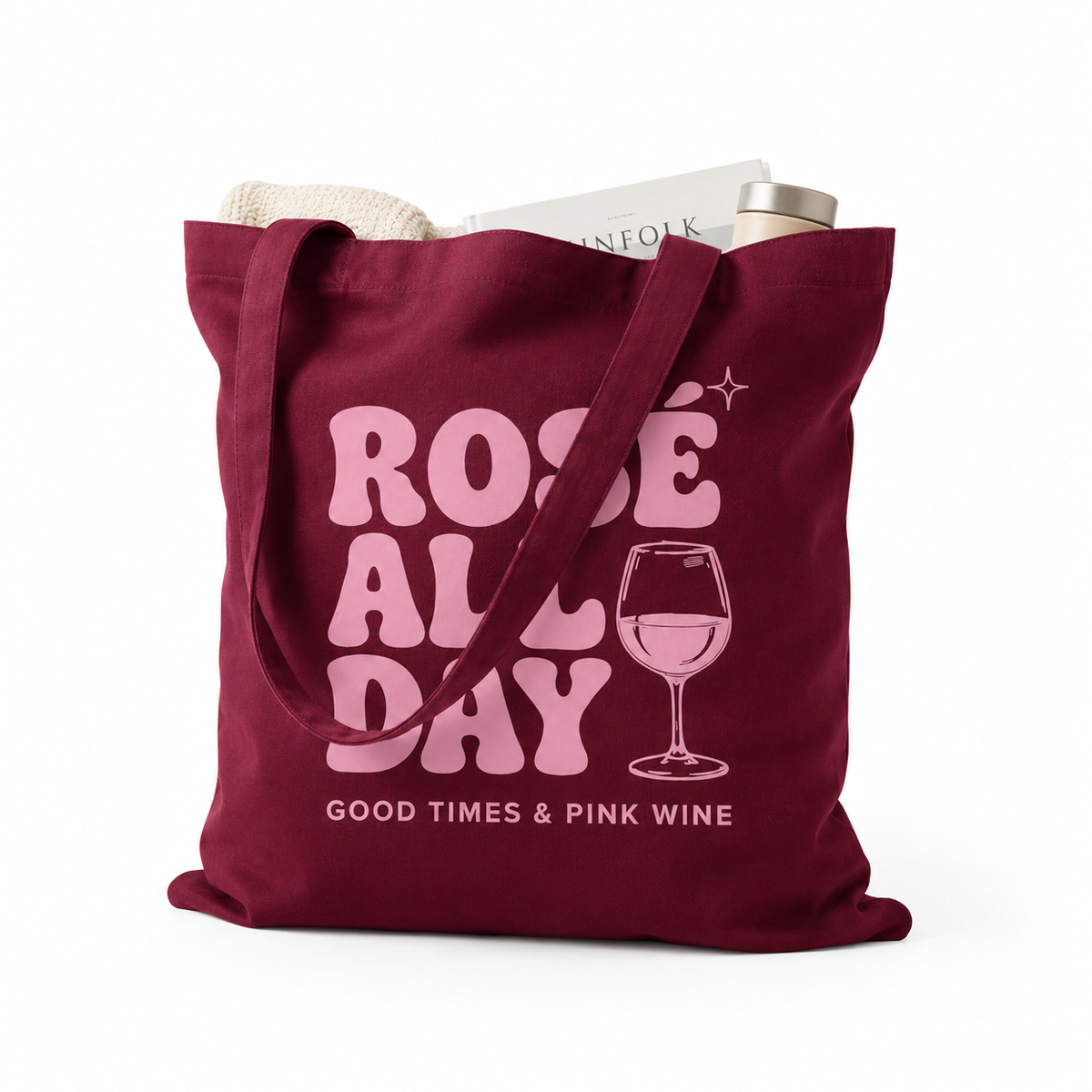 Tote Bag Rosé All Day, tote bag en coton imprimé en France — vue complémentaire 5