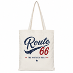 Tote bag Route 66 : détail du lettrage baseball vintage