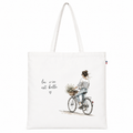 Tote bag La Vie est Belle vélo aquarelle - coloris Blanc