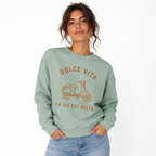 Sweat vert sauge Dolce Vita : slogan Dolce Vita